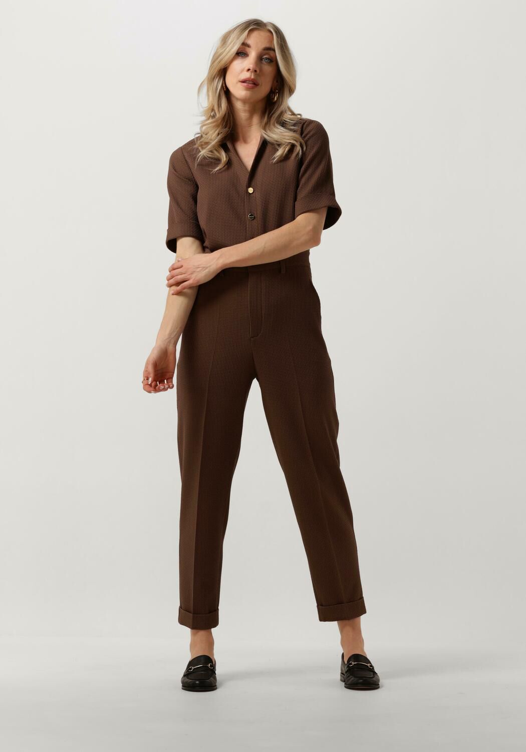 VANILIA Dames Jumpsuits Wafel Playsuit Bruin