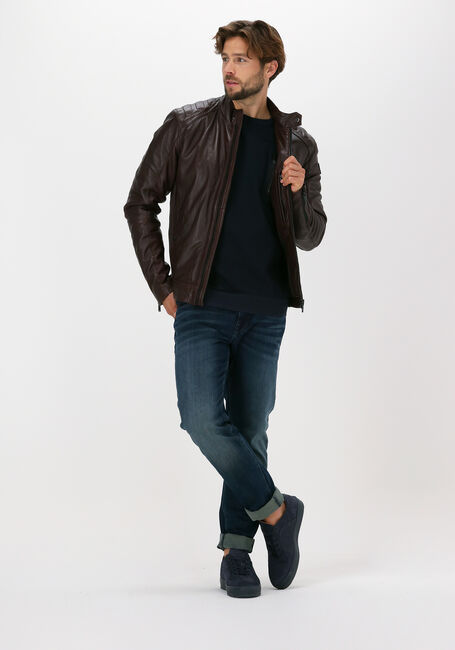 Bruine VANGUARD Leren jas SHORT JACKET SHEEP VEG OILY - large