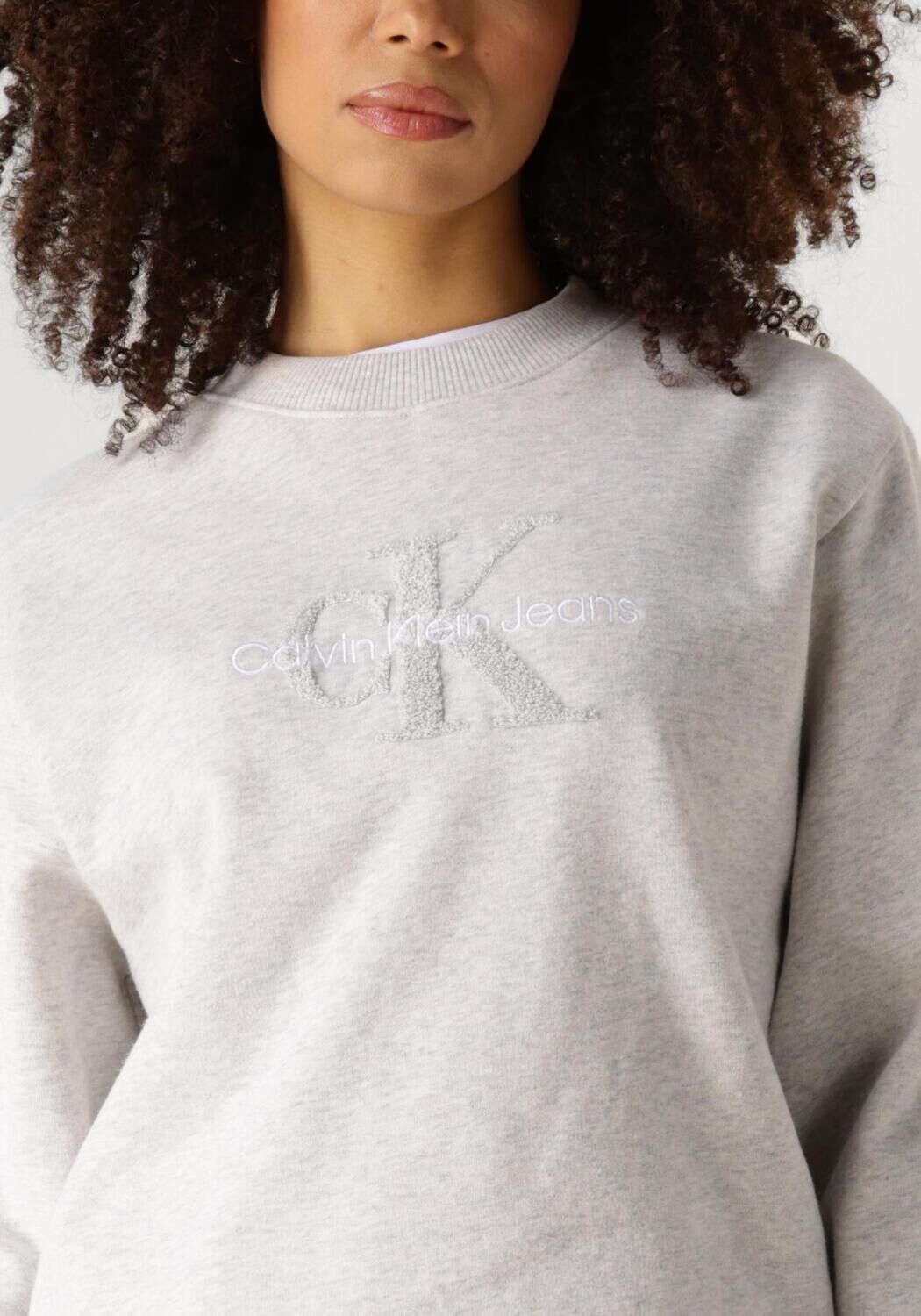 CALVIN KLEIN Dames Truien & Vesten Chenille Monologo Crewneck Grijs