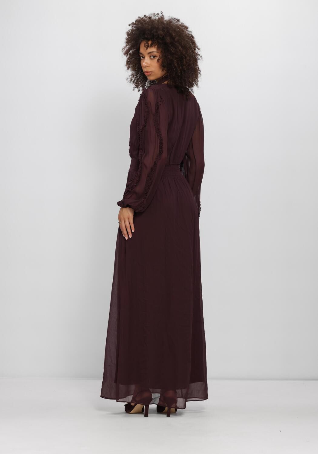 Bordeaux DANTE6 Maxi jurk LASORINN RUFFLE DETAIL MAXI DRESS - large