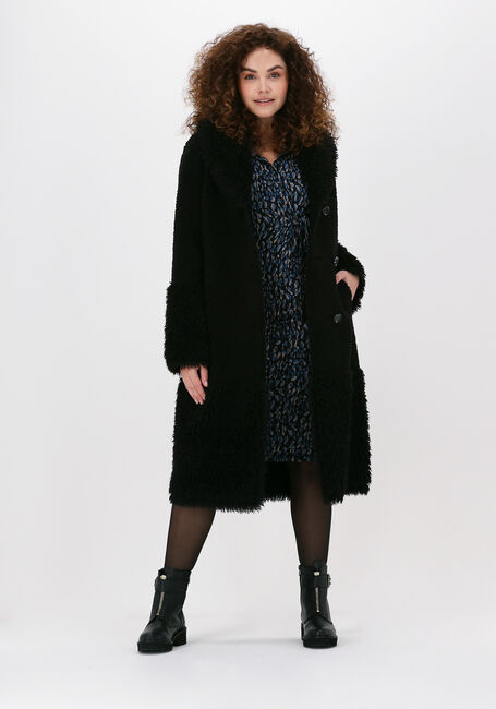 Zwarte BEAUMONT Teddy jas LONG REVERSIBLE LAMMY MIX COAT - large