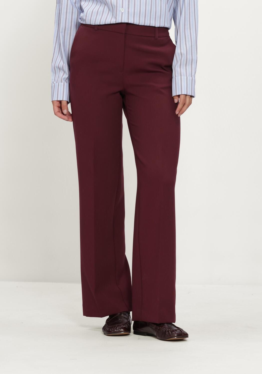 Bordeaux SELECTED WOMEN Pantalon SLFRITA MW WIDE PANT MEL - large