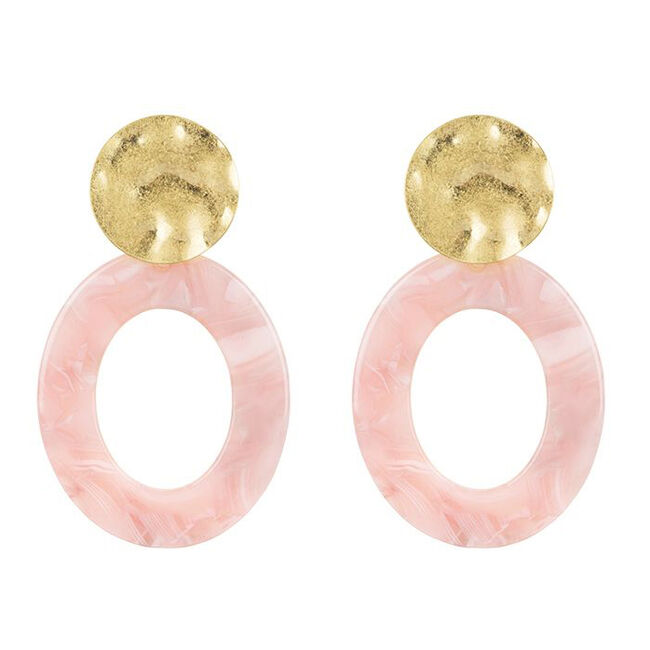 Roze MY JEWELLERY Oorbellen OVALE OORHANGERS - large