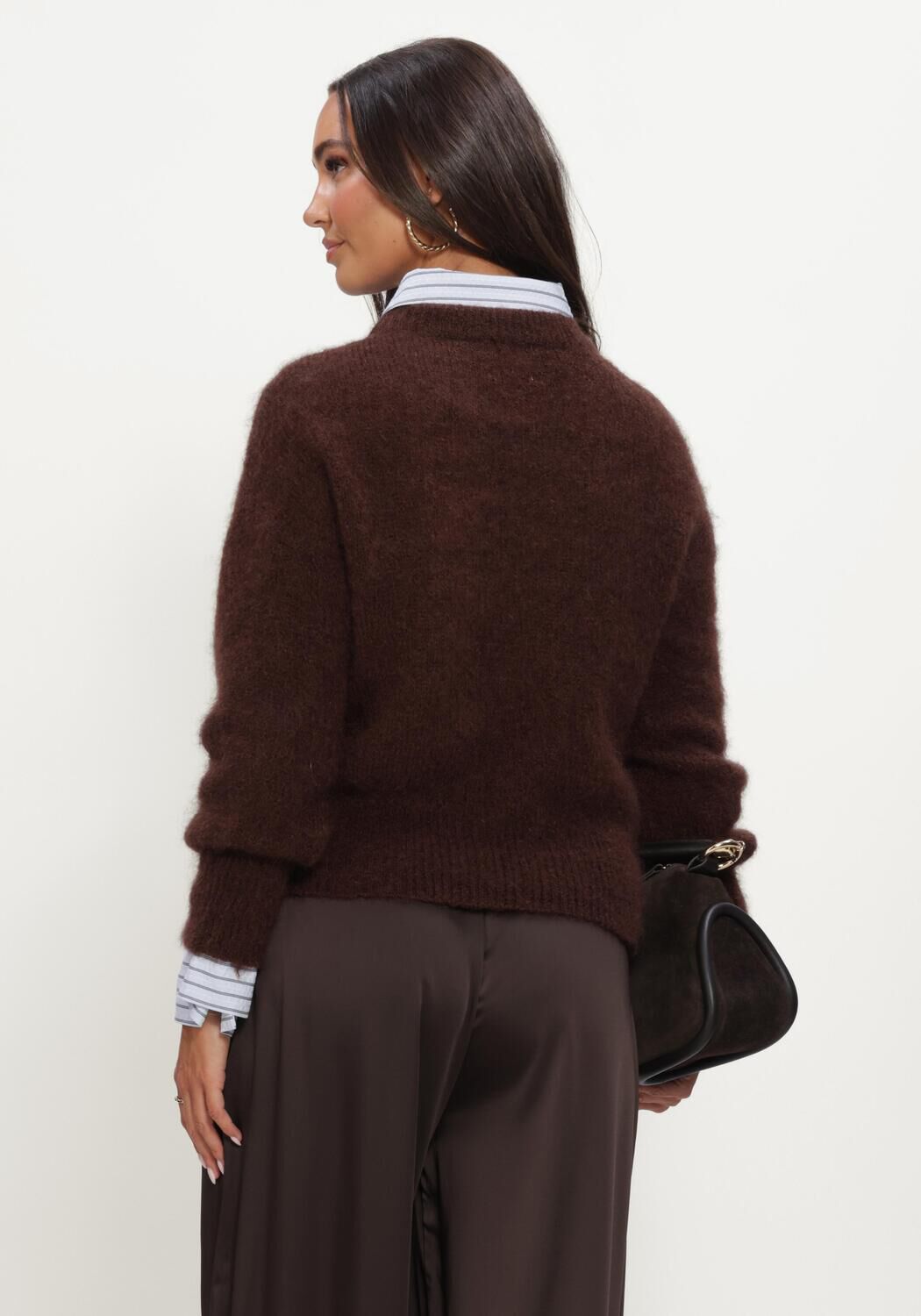 Bruine TWNS Trui SOLID LONG-SLEEVE ROUND NECK SWEATER - large