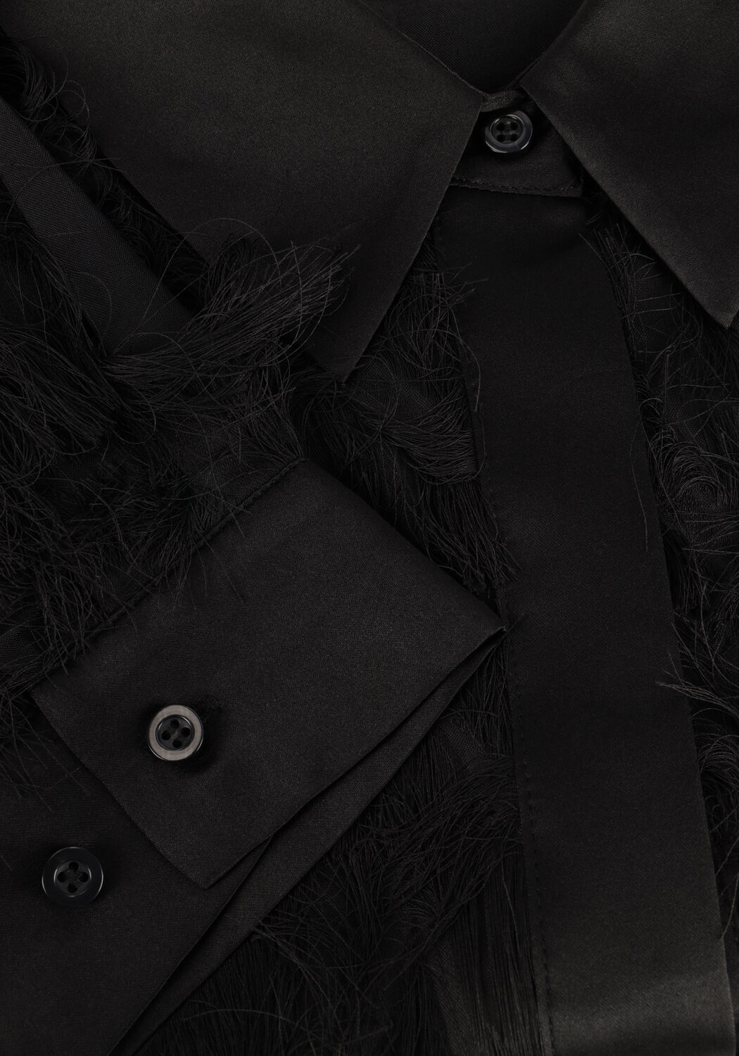 Zwarte SELECTED WOMEN Blouses SLFMYLINE LS FLUFFY CROPPED SHIRT - large