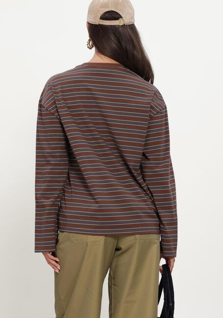 Bruine REFINED DEPARTMENT T-shirt LADIES KNITTED OVERSIZED STRIPED LONGSLEEVE AMELIE - large