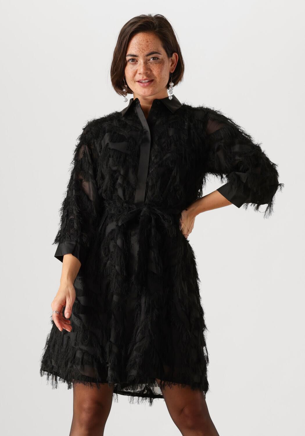 SELECTED FEMME Dames Jurken Slfmyline 3 4 Short Fluffy Shirt Zwart