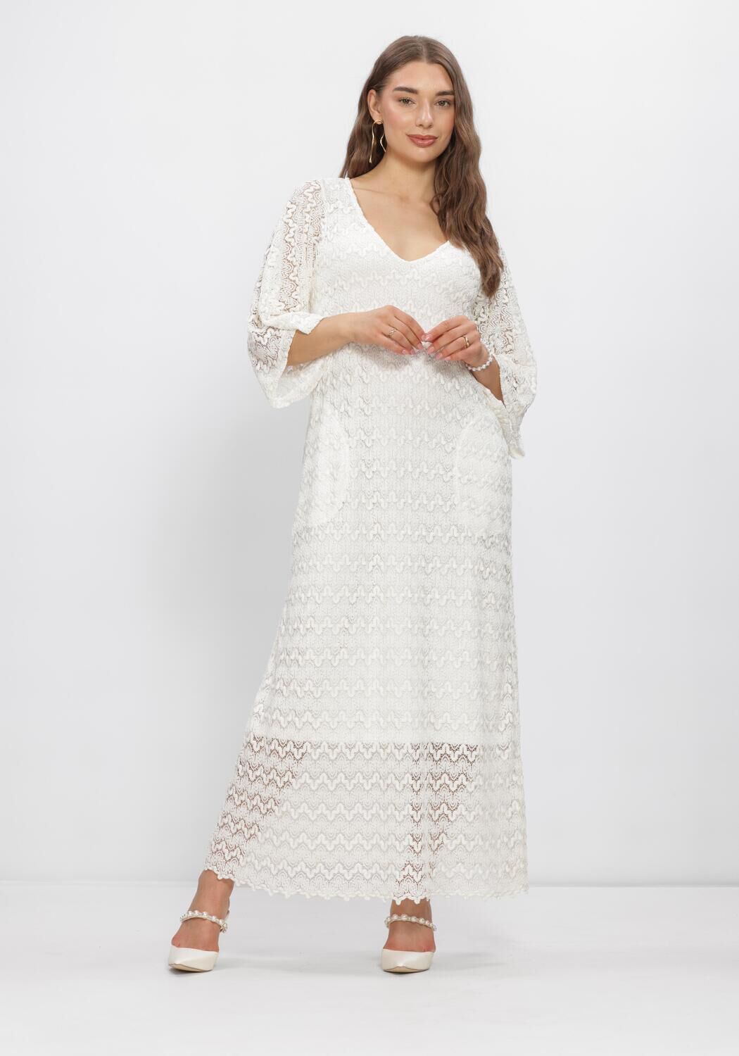 Witte ANA ALCAZAR Maxi jurk 041895-3831 - large