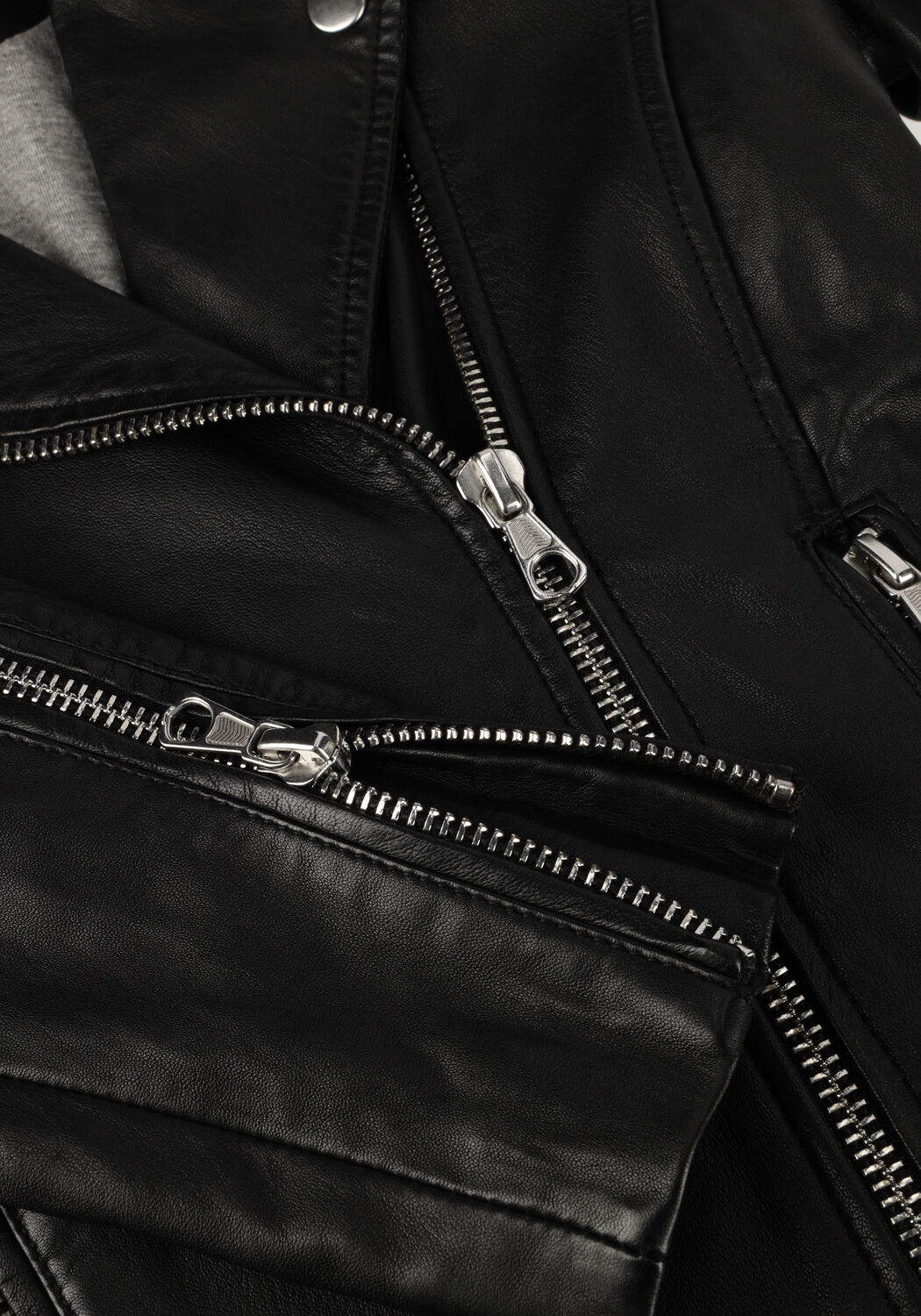 Zwarte SET Leren jas TYLER LEATHER JACKET - large