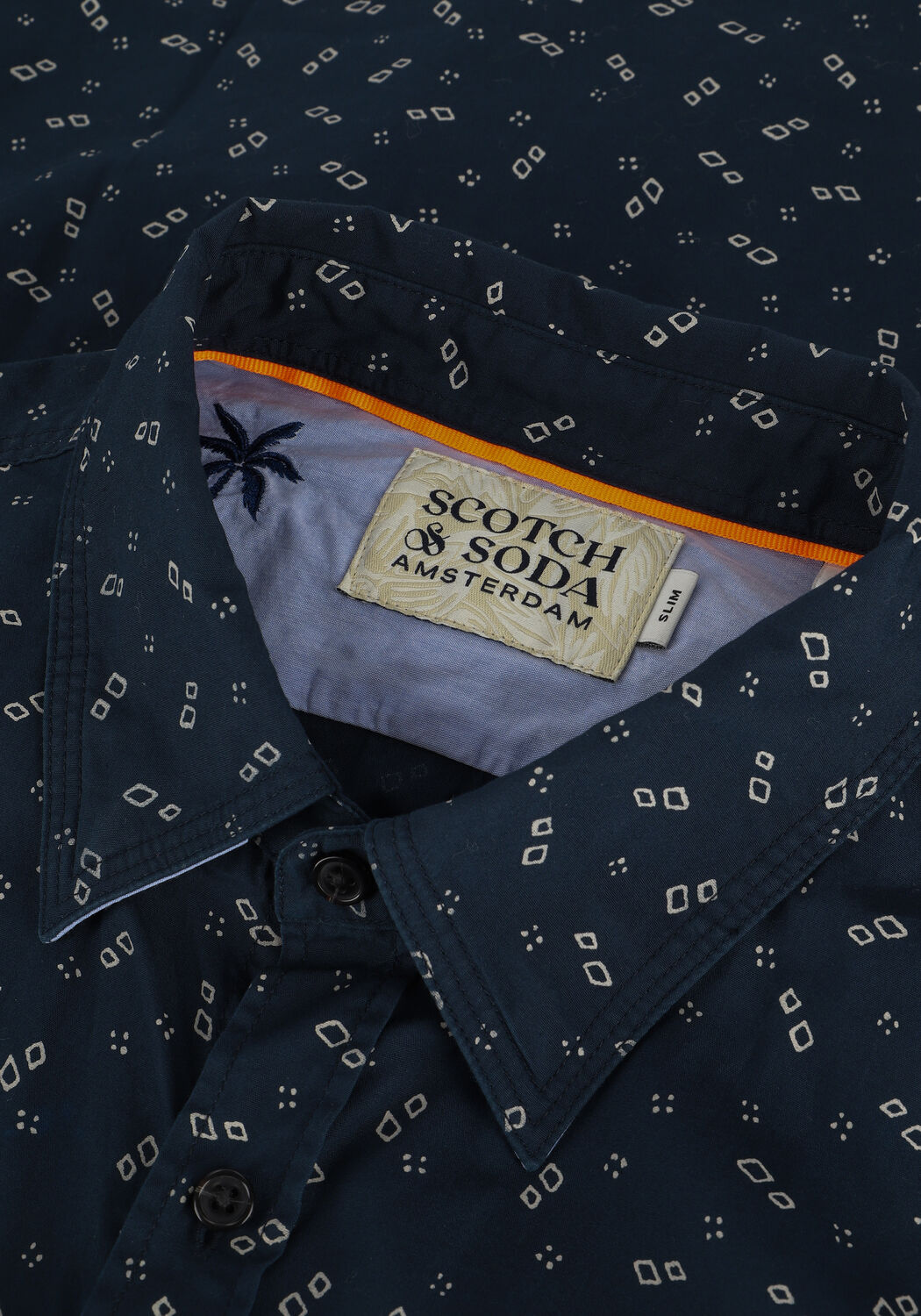 Donkerblauwe SCOTCH & SODA Casual overhemd SLIM FIT PRINTED POPLIN SHIRT - large