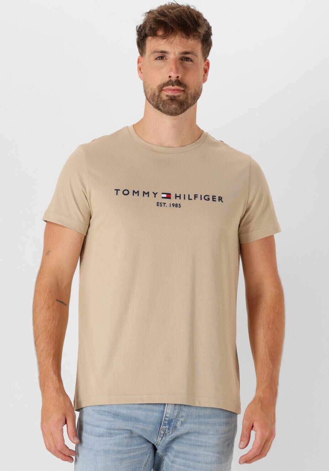 TOMMY HILFIGER Heren Polo's & T-shirts Tommy Logo Tee Khaki