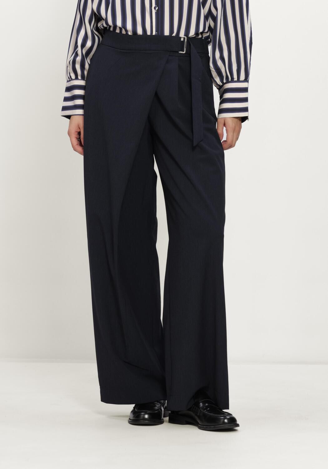 Donkerblauwe SUMMUM Wijde broek TROUSERS PINSTRIPE SMALL - large