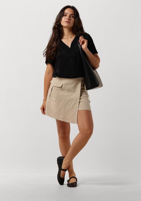 Zwarte MINUS Top LIRENE V-NECK BLOUSE - large