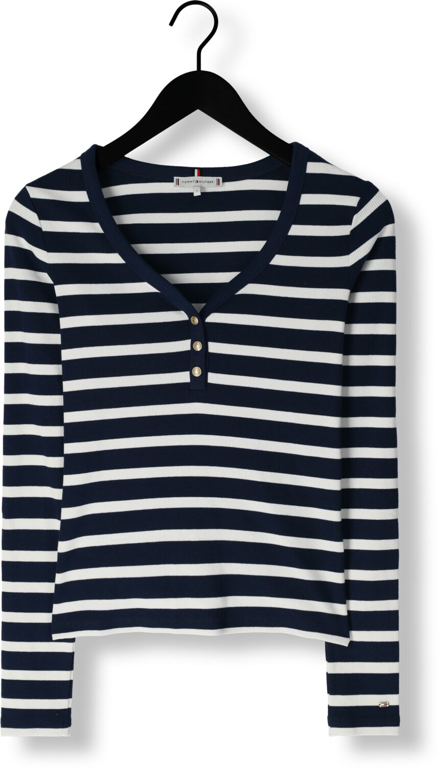 TOMMY HILFIGER Dames Tops & T-shirts Slim Henley Gb Scoop-nk Ls Donkerblauw