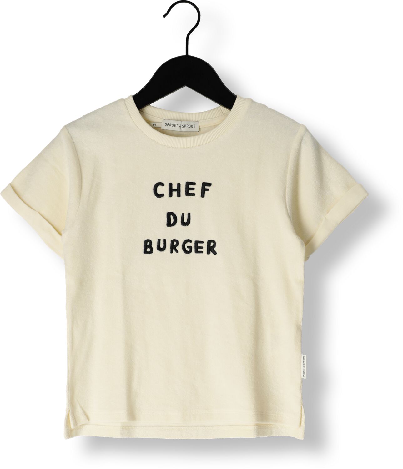 Sproet & Sprout Jongens Polo's & T-shirts Terry T-shirt Chef Du Burger Beige