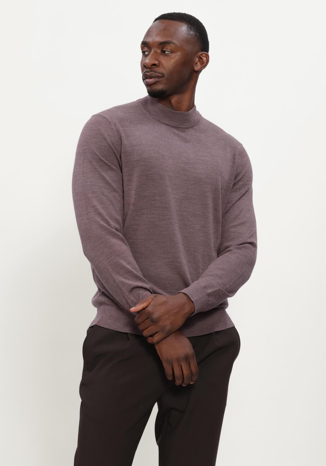 Paarse PROFUOMO Coltrui PULLOVER MOCK NECK EXTRAFINE MERINO - large