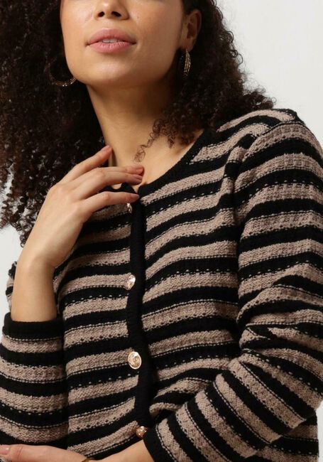 Taupe NEO NOIR Vest LIMONE STRIPE KNIT JACKET - large