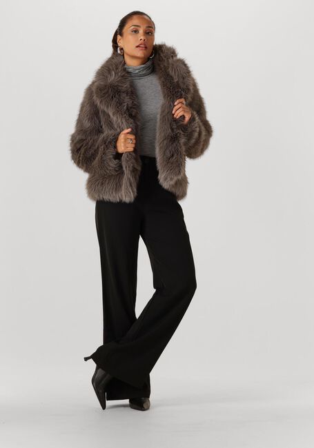 Taupe OBJECT Faux fur jas OBJISADORA L/S LO HAIRY COAT - large