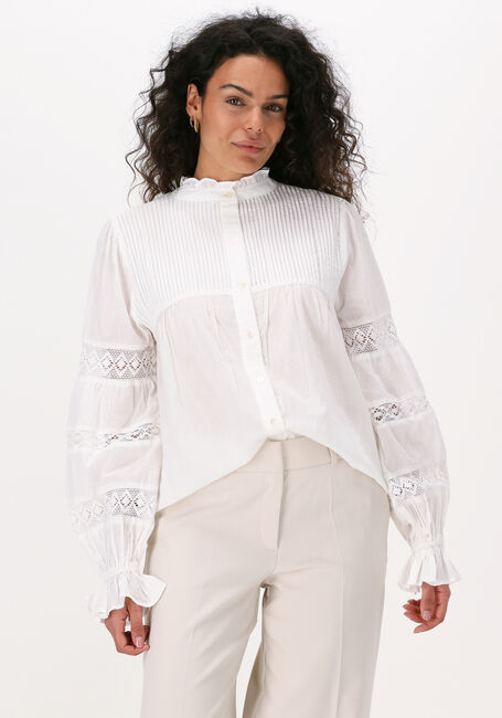 Gebroken wit SUMMUM Blouses TOP LACE APPLIQUÉ COTTON VOILE - large