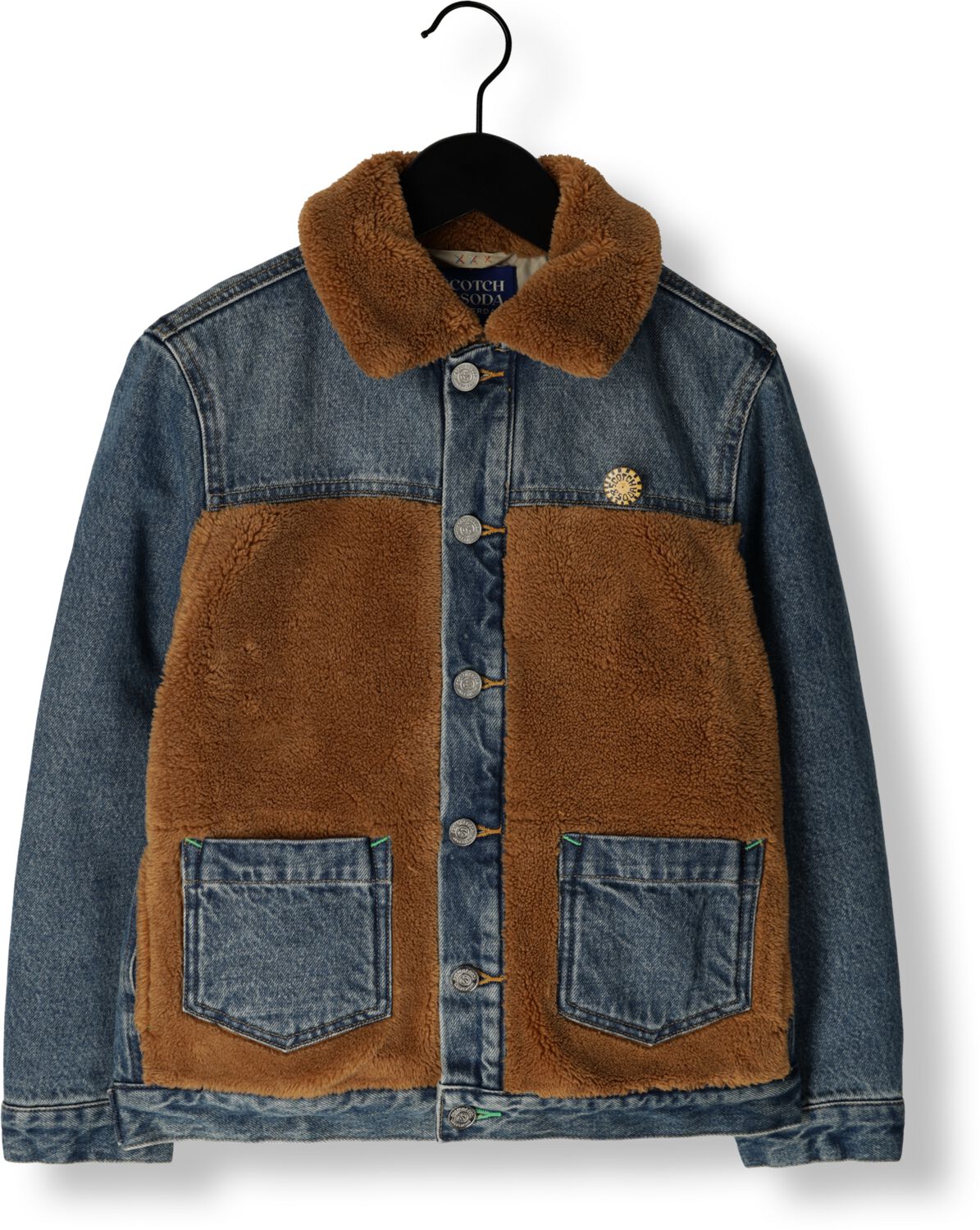 SCOTCH & SODA Jongens Jassen Teddy Lined Denim Trucker Jacket Donkerblauw