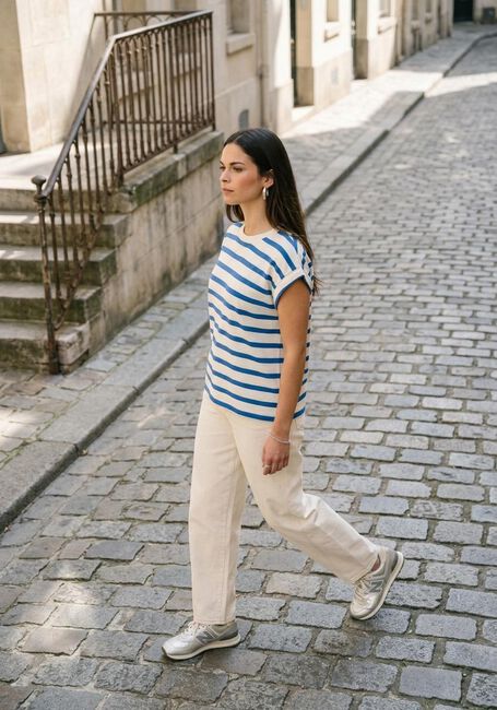 Creme BY-BAR T-shirt TOBI STRIPE TOP - large
