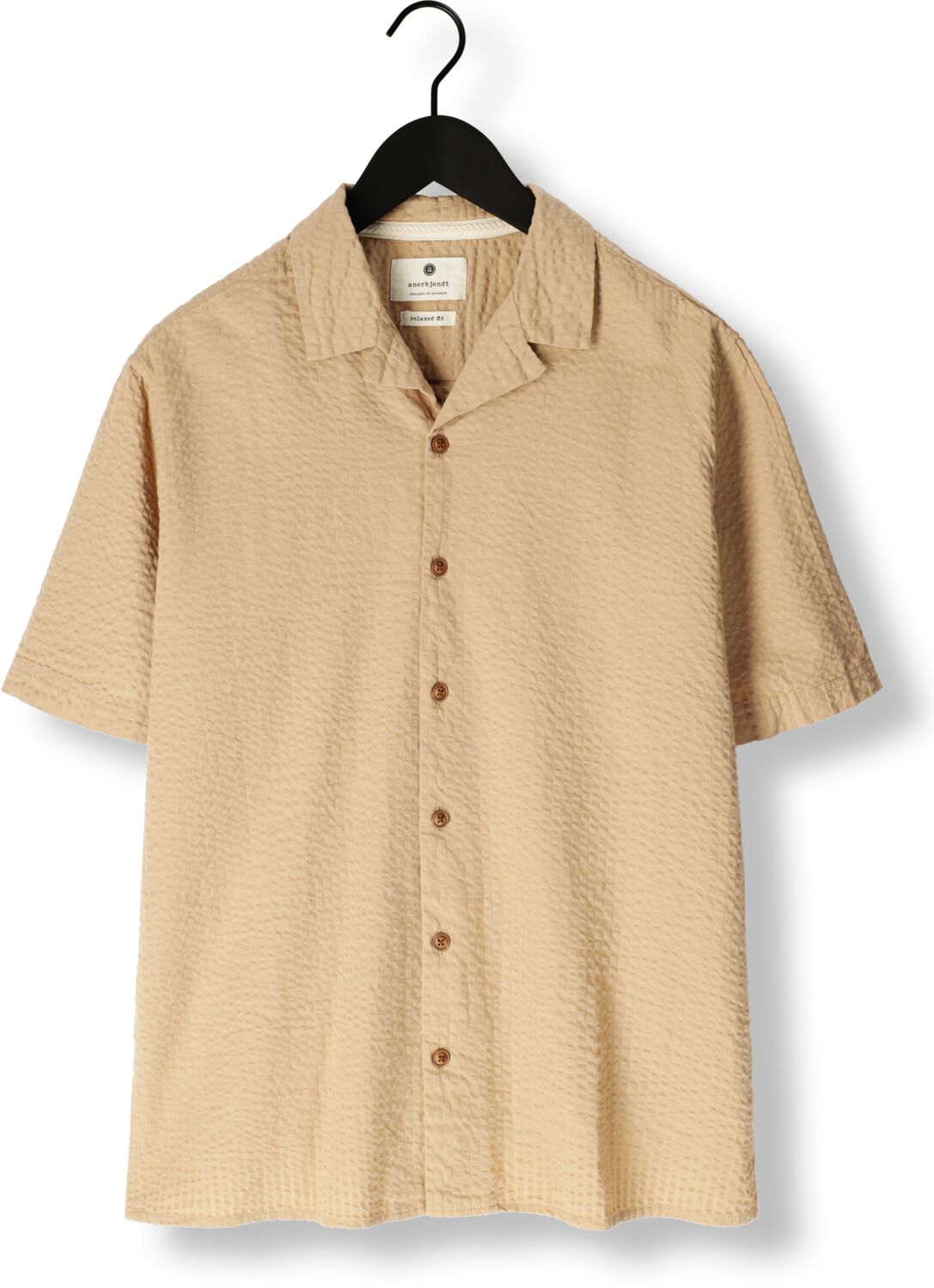 ANERKJENDT Heren Overhemden Akleo S s Seersucker Shirt Camel