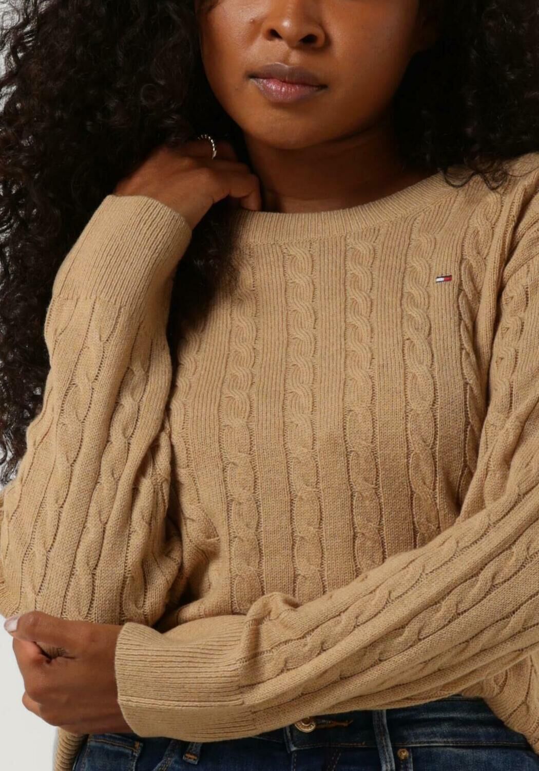 camel tommy hilfiger trui softwool cable c nk sweater