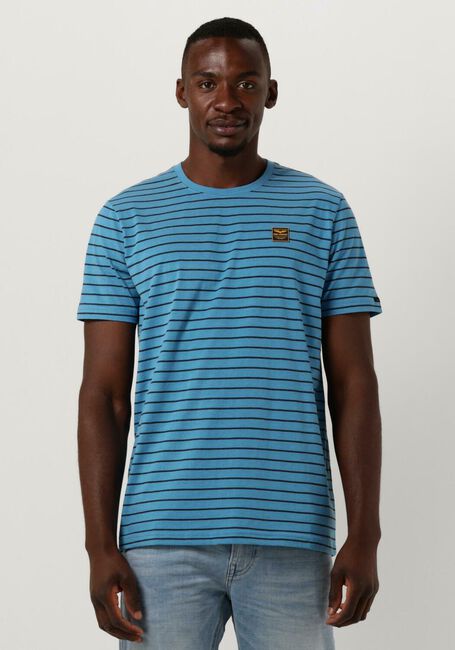 Blauwe PME LEGEND T-shirt SHORT SLEEVE R-NECK YD MELANGE STRIPED JERSEY - large