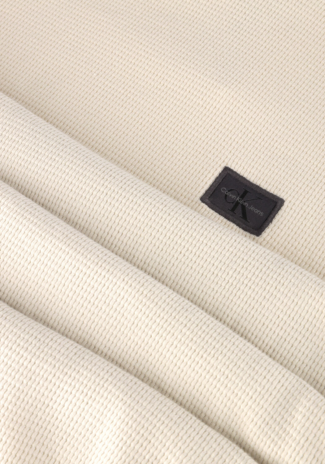 Beige CALVIN KLEIN Trui WOVEN LABEL WAFFLE LS TEE - large