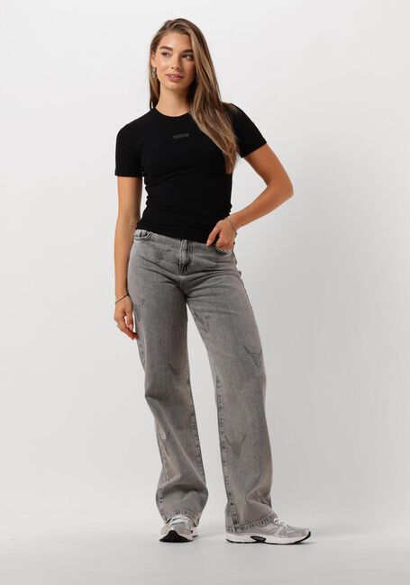 Zwarte ALIX THE LABEL T-shirt LADIES KNITTED FITTED RIB T-SHIRT - large