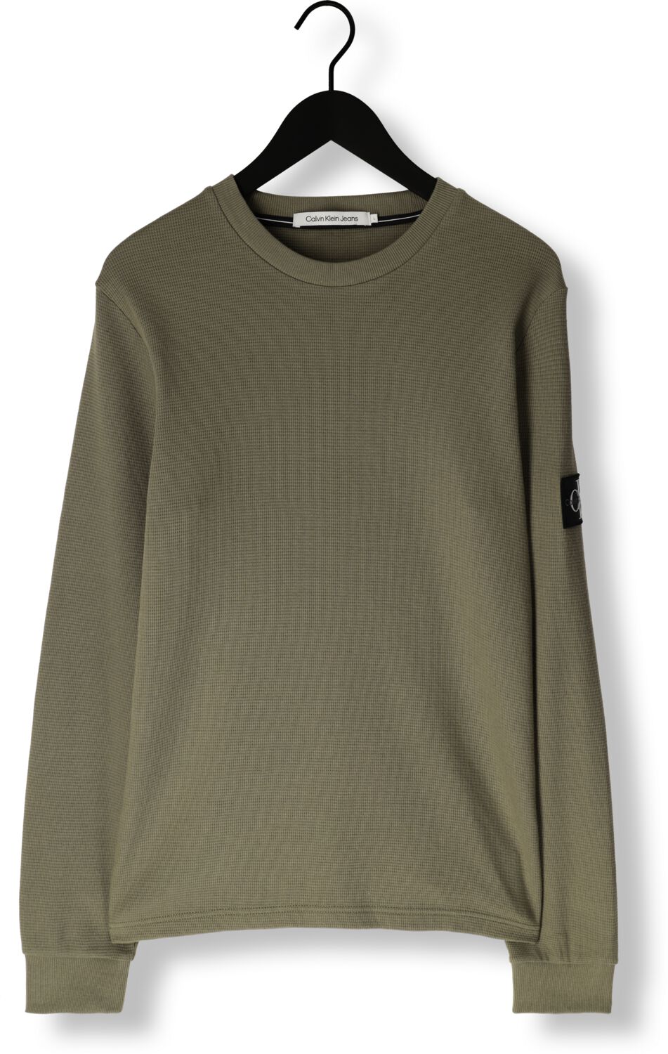 CALVIN KLEIN Heren Truien & Vesten Badge Waffle Ls Tee Olijf