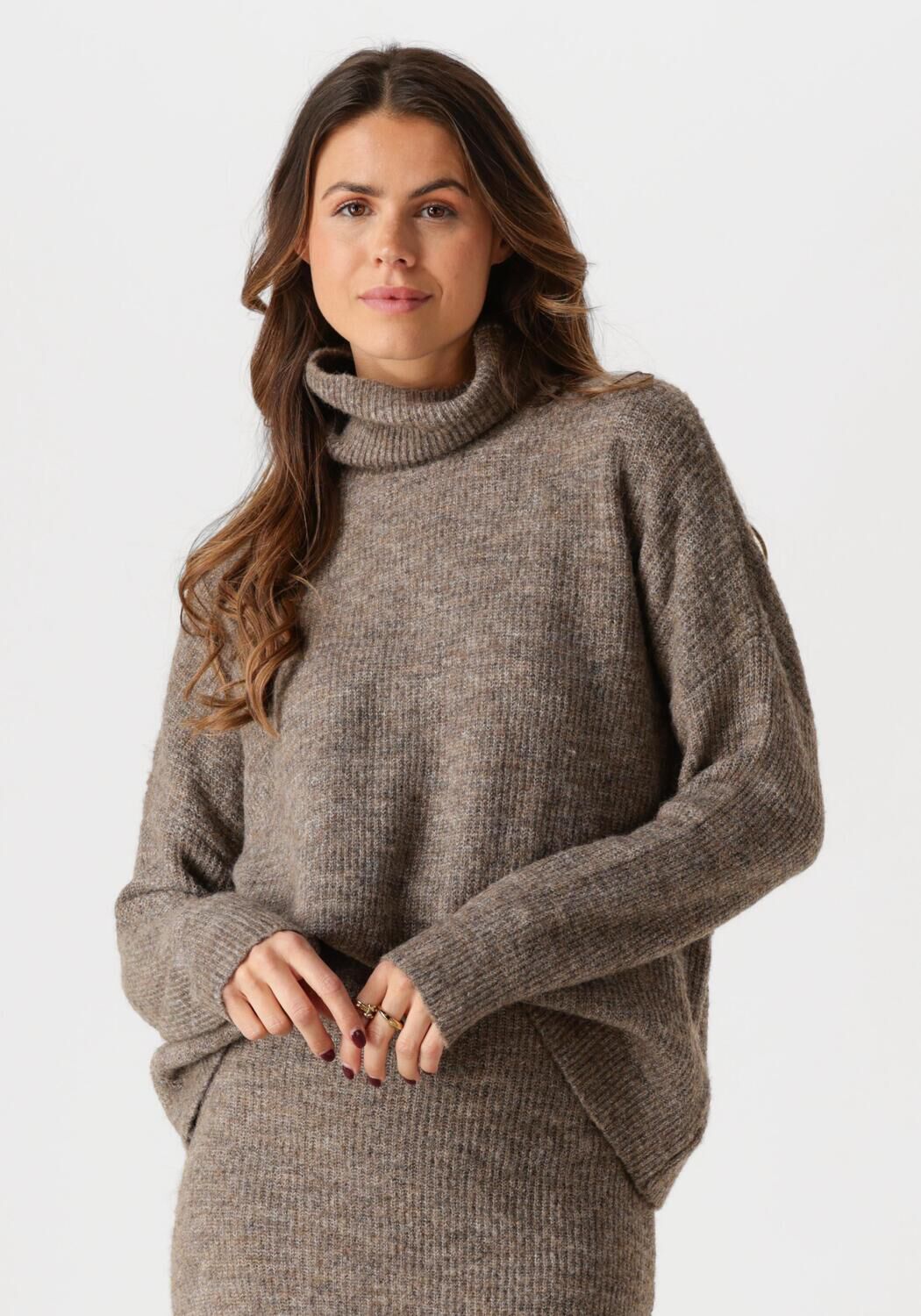 YDENCE Dames Truien & Vesten Knitted Sweater Lil Taupe