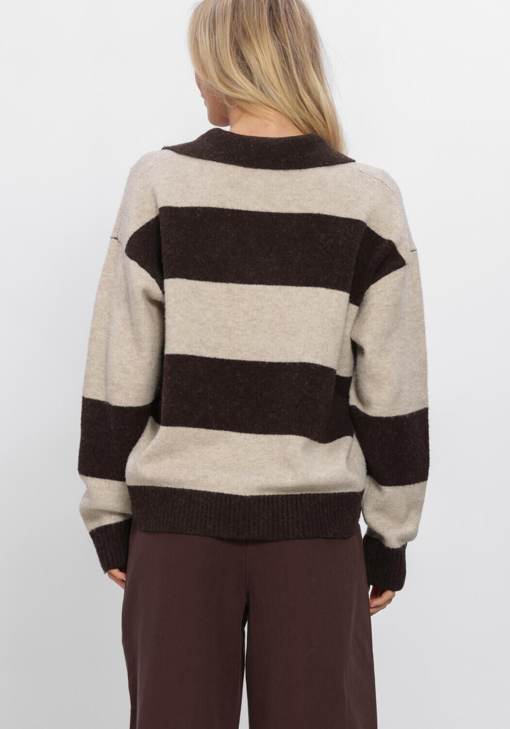 Bruine WITHBLACK Trui WBLIZA LS HENLEY PULLOVER - large