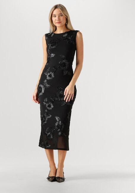 Zwarte NEO NOIR Midi jurk TIRANNA BIG FLOWER MESH DRESS - large