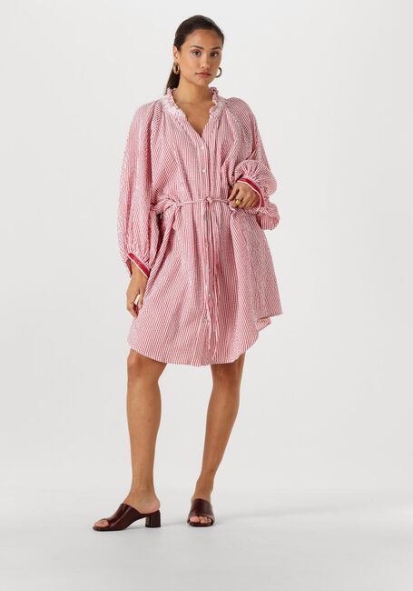Rode POM AMSTERDAM Mini jurk DRESS SEERSUCKER RED WHITE - large