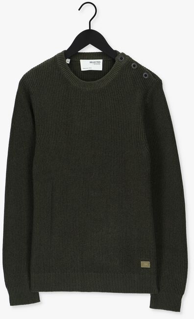 Donkergroene SELECTED HOMME Trui SLHIRVEN LS KNIT BUTTON CREW W - large
