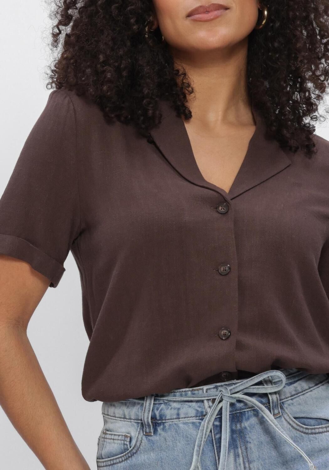 Bruine OBJECT Blouses OBJSANNE S/S RE SHIRT - large