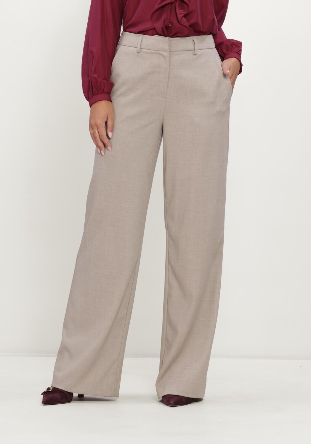 Beige MSCH COPENHAGEN Wijde broek MSCHMARCELI HW PANTS LONG - large