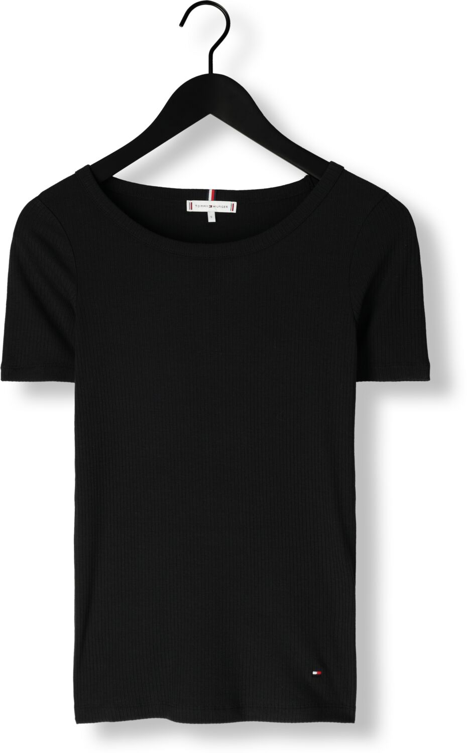 TOMMY HILFIGER Dames Tops & T-shirts Slim 5x2 Rib C-nk Ss Zwart