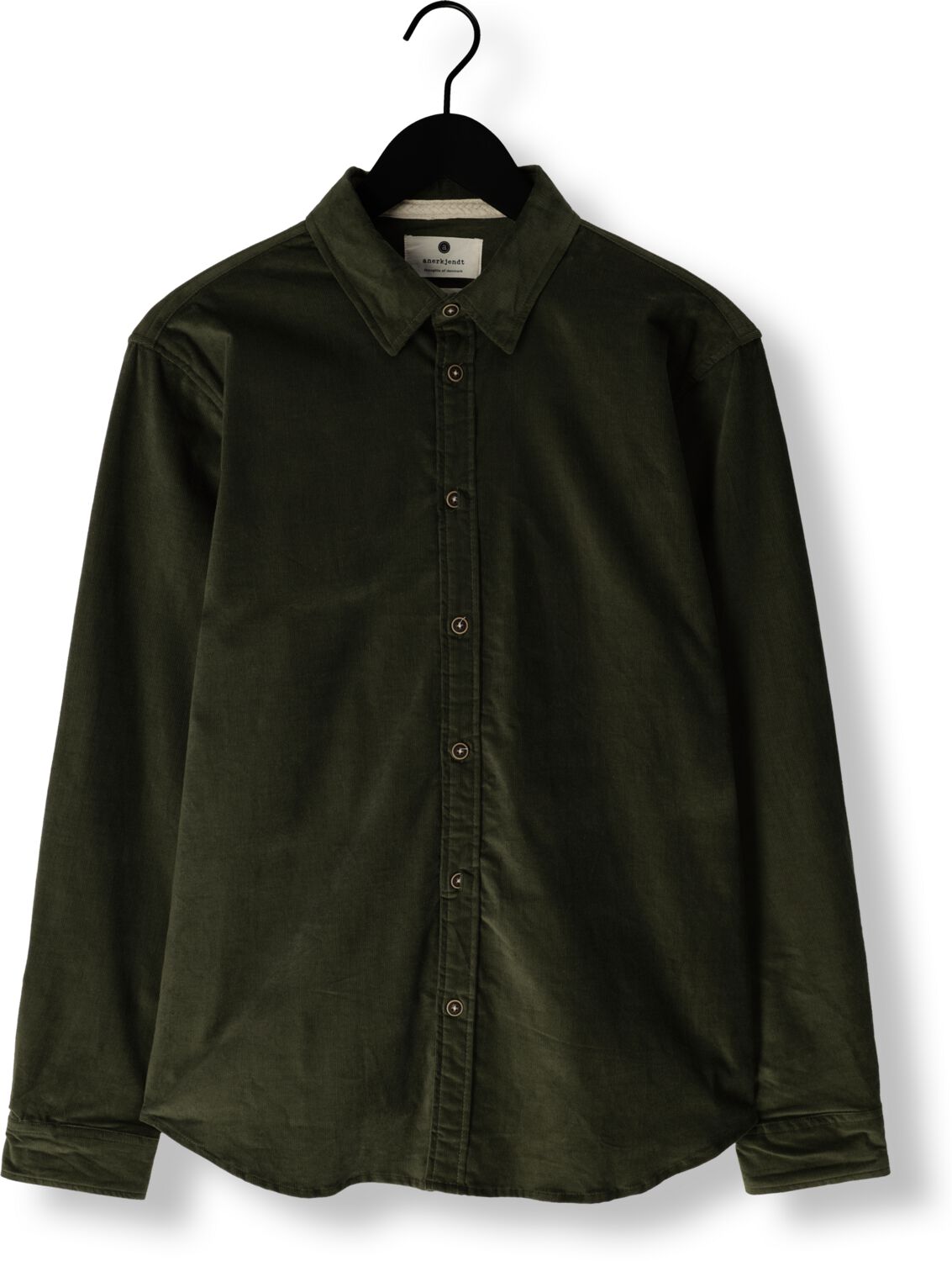 ANERKJENDT Heren Overhemden Akleif Solid Cord Shirt Groen