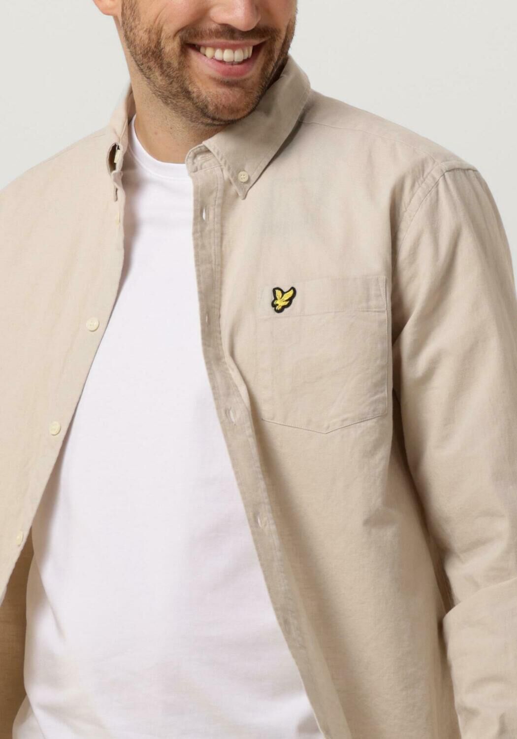 LYLE & SCOTT Heren Overhemden Cotton Linen Button Down Shirt Beige