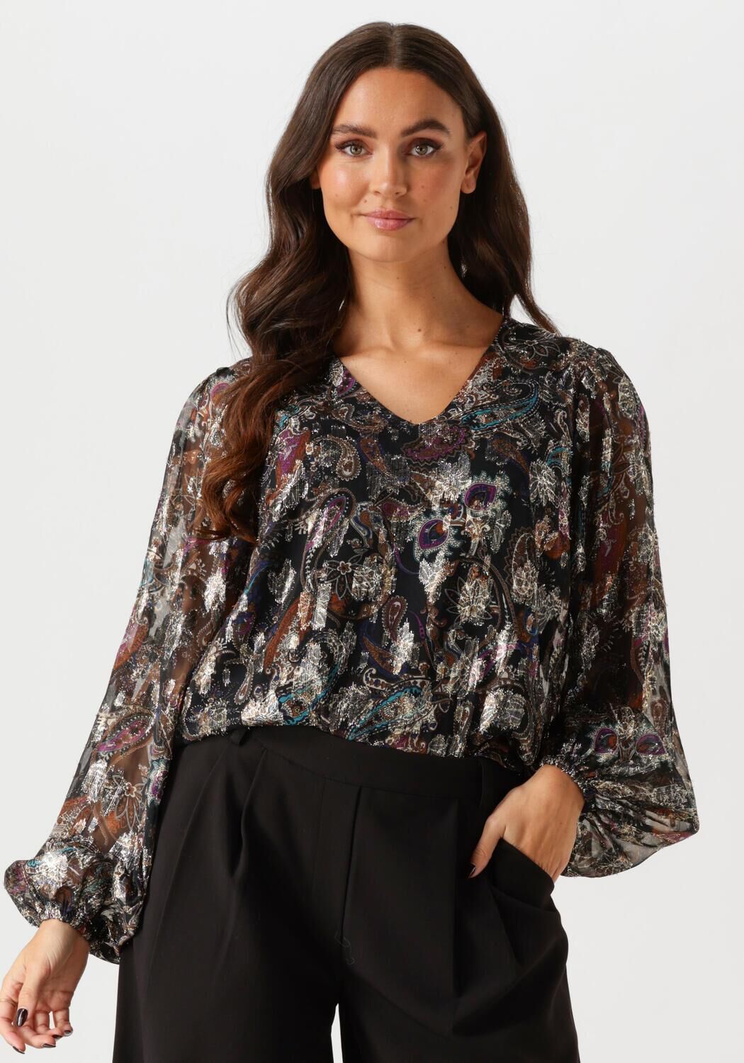 Freebird Paisley Blouse met Lurex Details Multicolor Dames