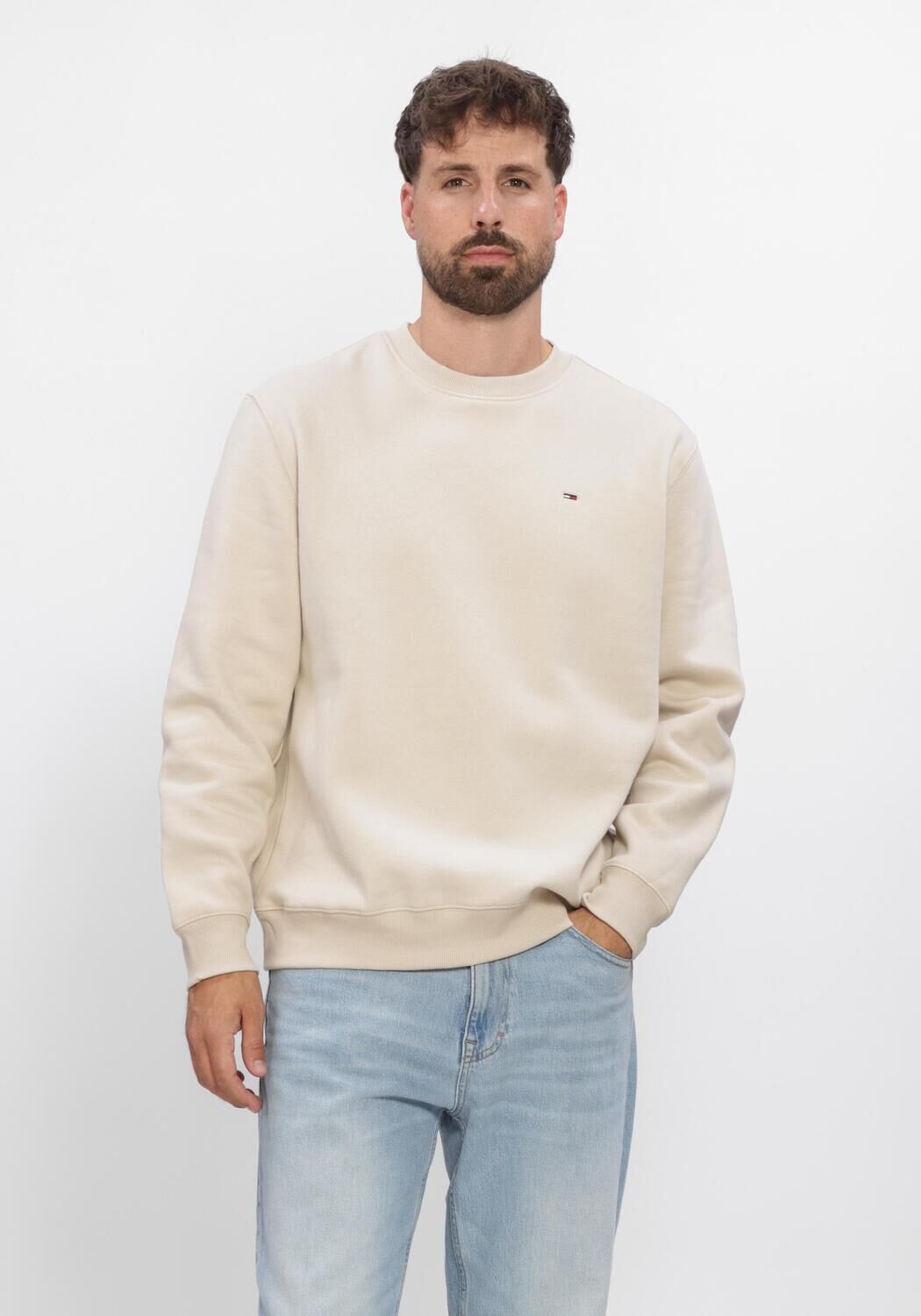 Olijf TOMMY JEANS Trui TJM REG S FLAG CREW EXT - large