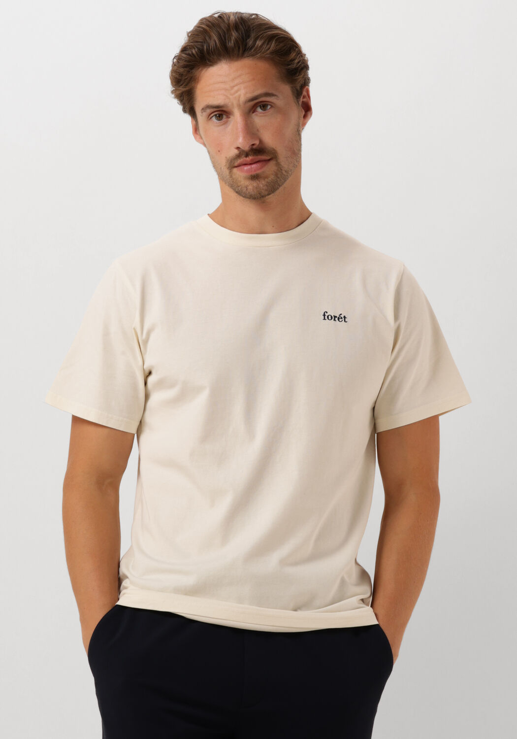 FORÉT Forét Heren Polo's & T-shirts Abode Embroidery T-shirt Ecru