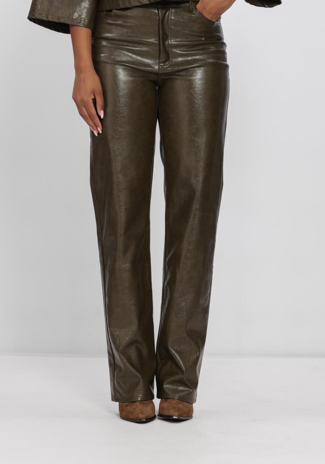 Khaki NUKUS Lange broeken PATRICIA PANTS PU - large