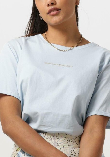 Lichtblauwe MSCH COPENHAGEN T-shirt MSCHTERINA ORGANIC SMALL LOGO TEE - large