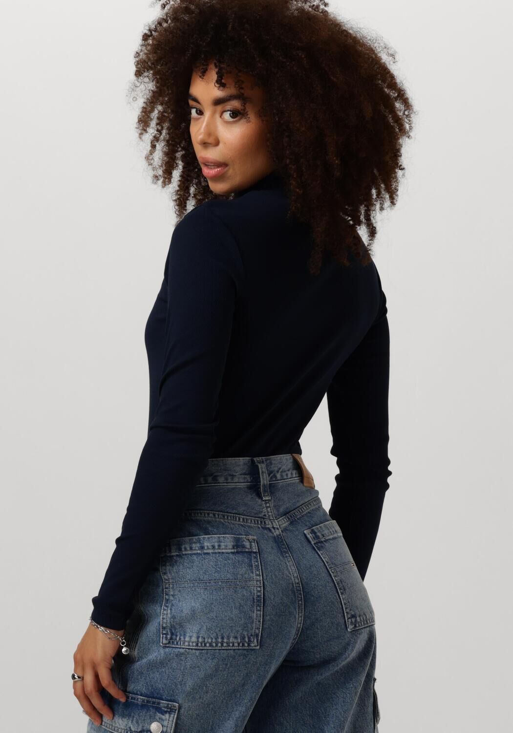 TOMMY JEANS Dames Truien & Vesten Tjw Essential Mock Neck Blauw