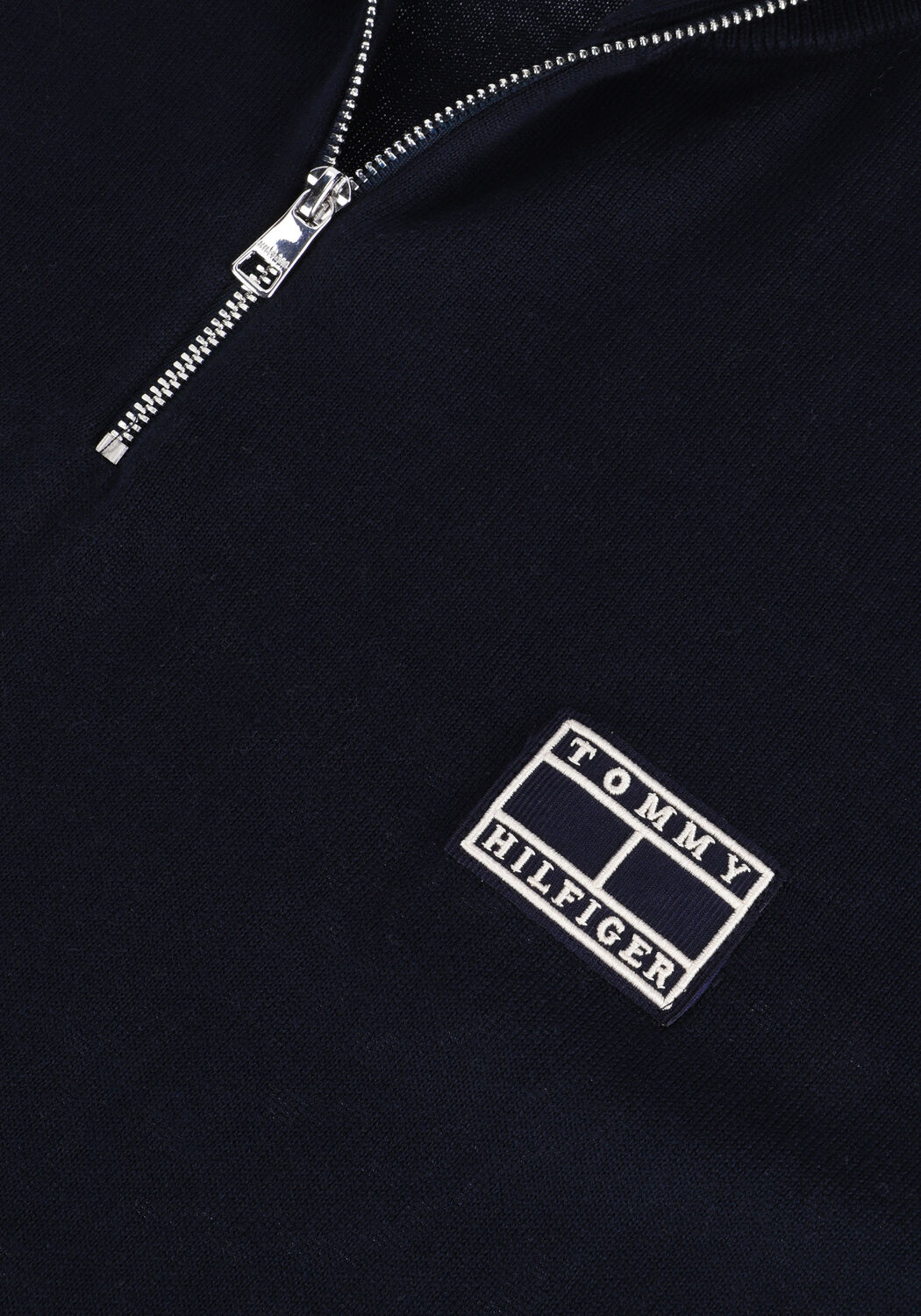 Donkerblauwe TOMMY HILFIGER Trui VARSITY SLEEVE STRIPE ZIP MOCK - large