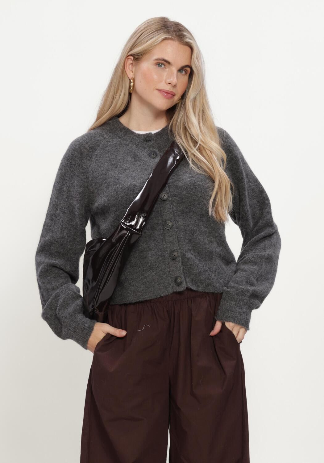Y.A.S. YAS Dames Truien & Vesten Yasjohi Ls Wool Blend Cardigan Donkergrijs