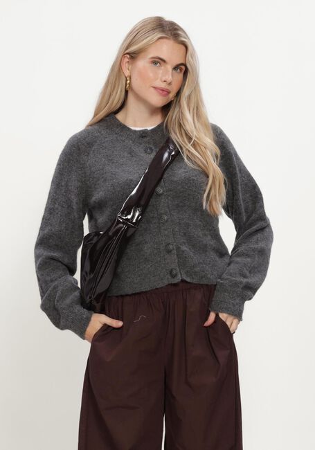 Donkergrijze Y.A.S. Vest YASJOHI LS WOOL BLEND CARDIGAN - large